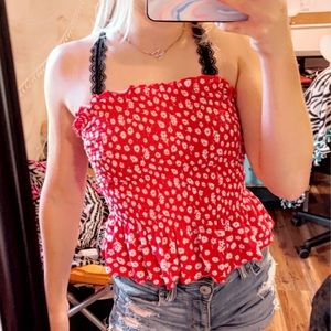 Red off the shoulder top